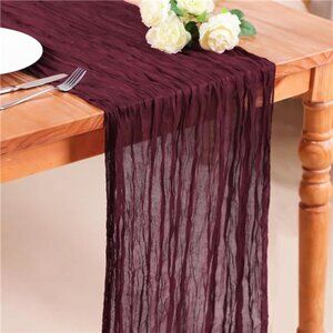 10 Ft Burgundy Red Fall Thanksgiving Cheesecloth Table Runner